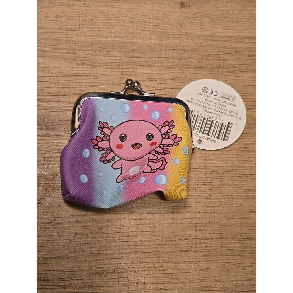 PINK AXOLOTL RAINBOW Coin Purse Wallet Money Bag Pouch Kiss Lock